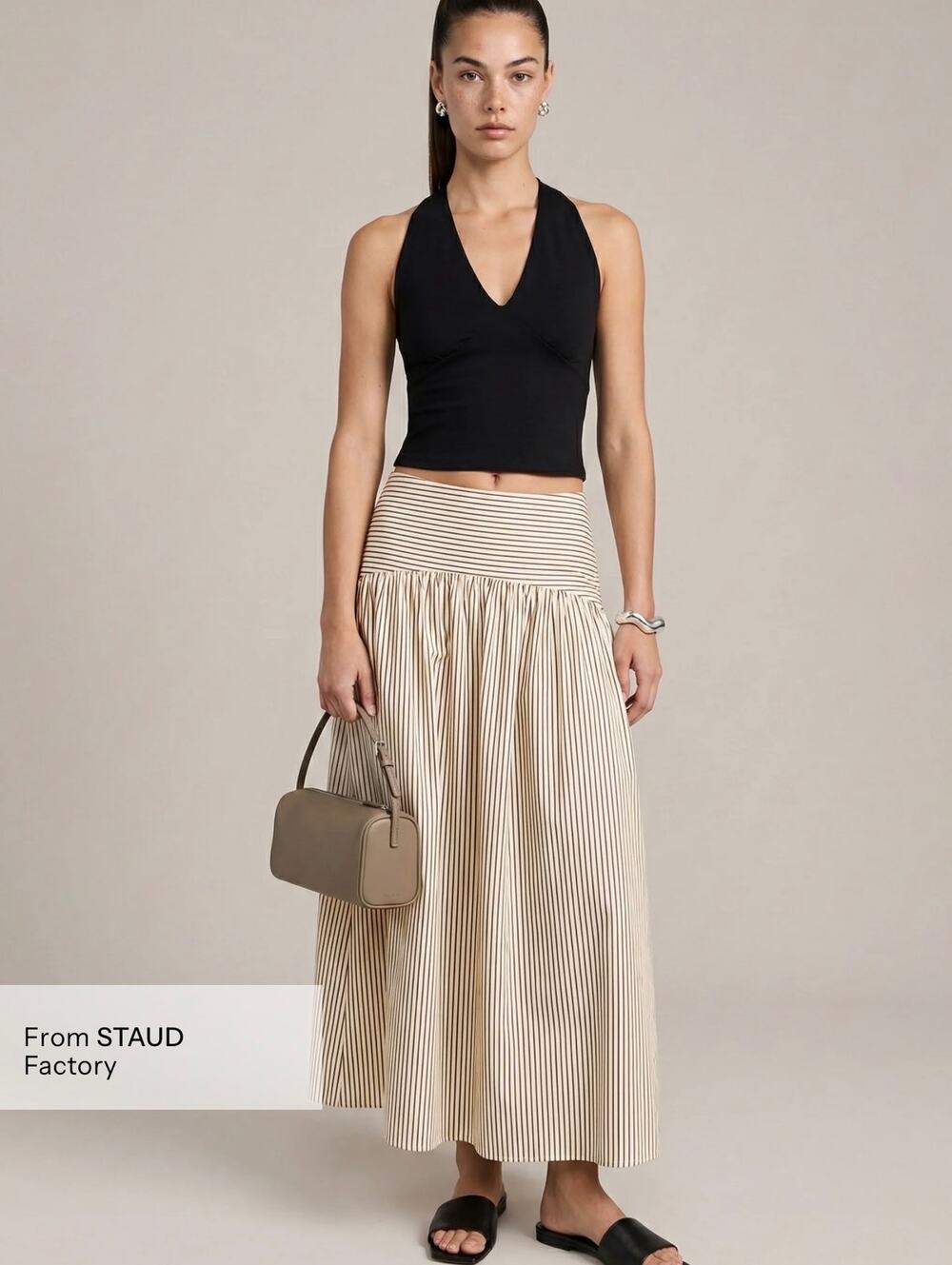 New Caara Vashti brown stripe maxi skirt $172 sz 0
